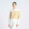 Moteriškas džemperis, baltos ir ochros spalvos