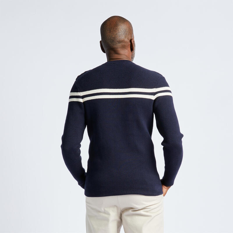 Pull marin Homme bleu rayé beige