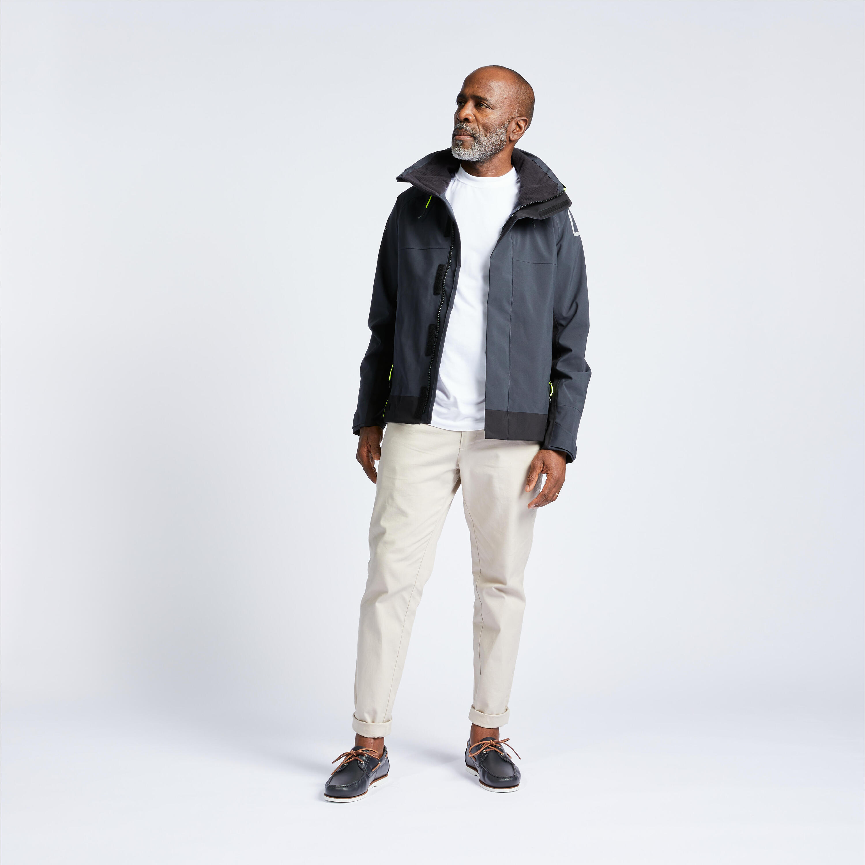 Zeiljack regenjack heren Sailing 500 grijs zwart 12/12