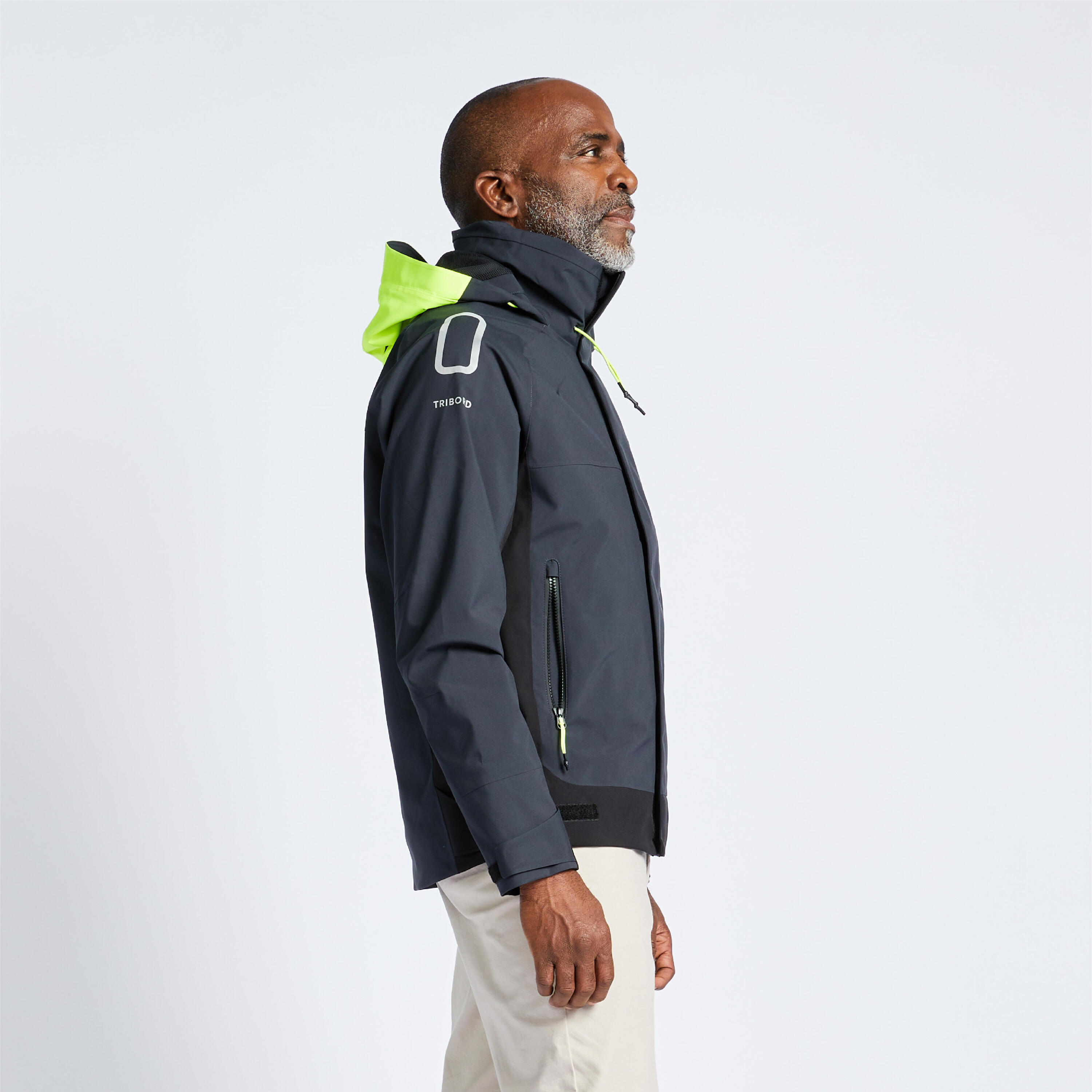 Men's Sailing Jacket - Waterproof Jacket Sailing 500 grey black 4/13