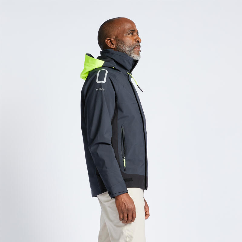 Men's Sailing Jacket - Waterproof Jacket Sailing 500 grey black