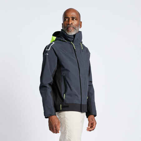 Men's Sailing Jacket - Waterproof Jacket Sailing 500 grey black