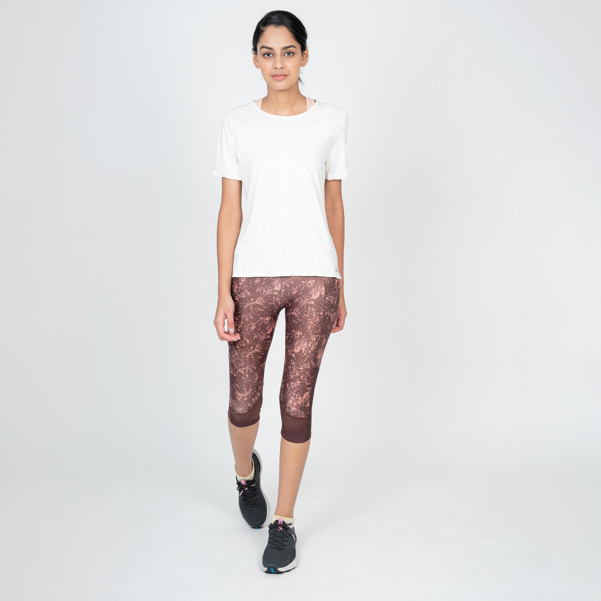 Nike Womens Pink Floral Polyester Capri Leggings Size XL L28 in