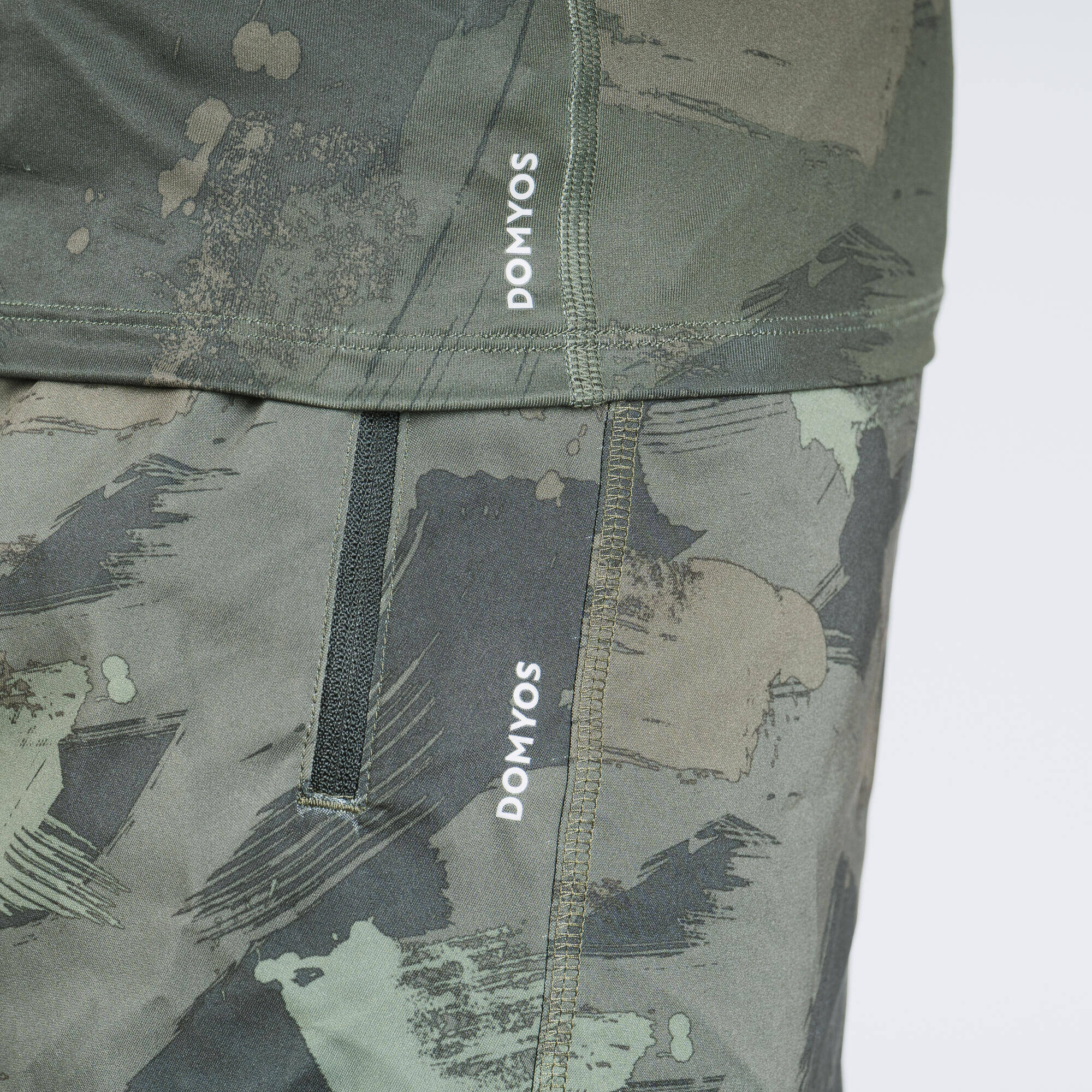 Men Gym Shorts Stretchable, Quick Dry with Zip Pockets - Khaki -  5