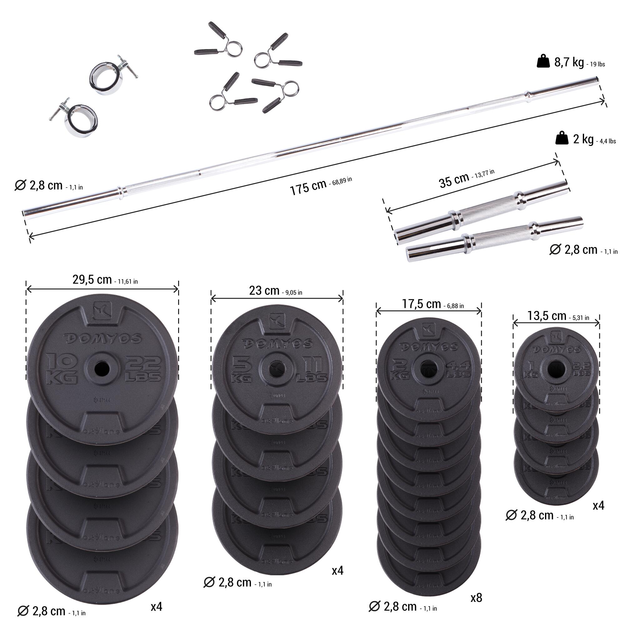 Kit pesas decathlon 93 kg new arrivals