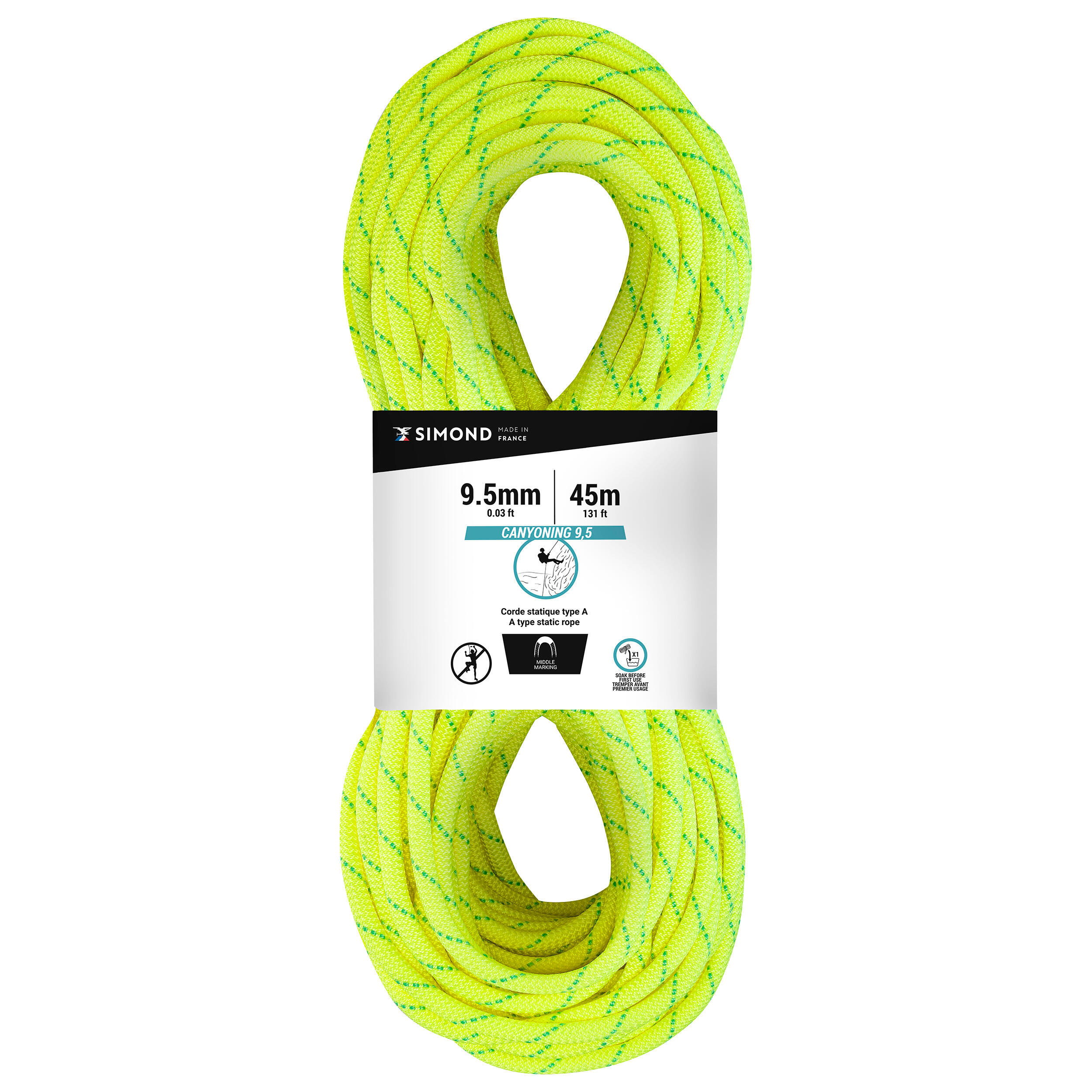 SIMOND Canyoning Semi-Static Rope Type A CANYON 9.5 mm x 45 m