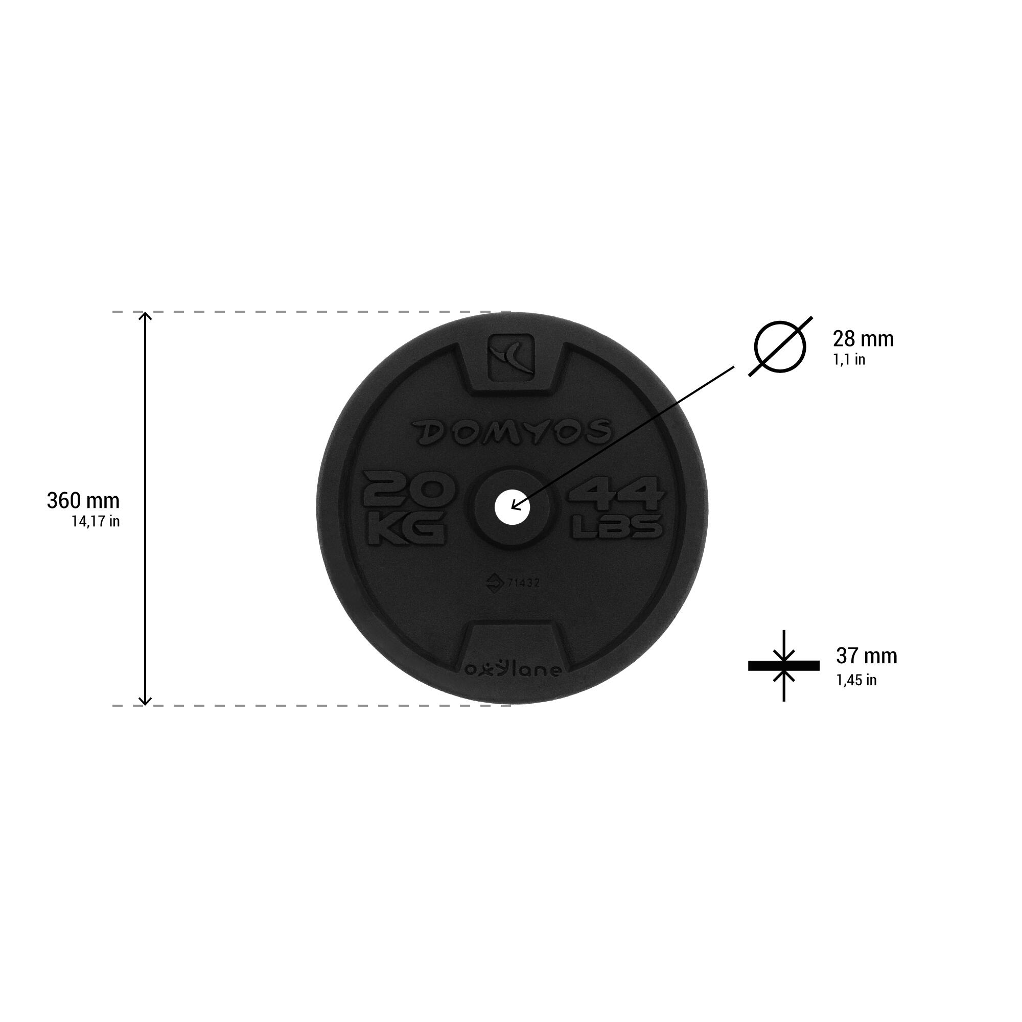 28 mm Cast Iron Weight Plate 1 to 44.4 lb (0,5 kg to 20 kg) - CORENGTH