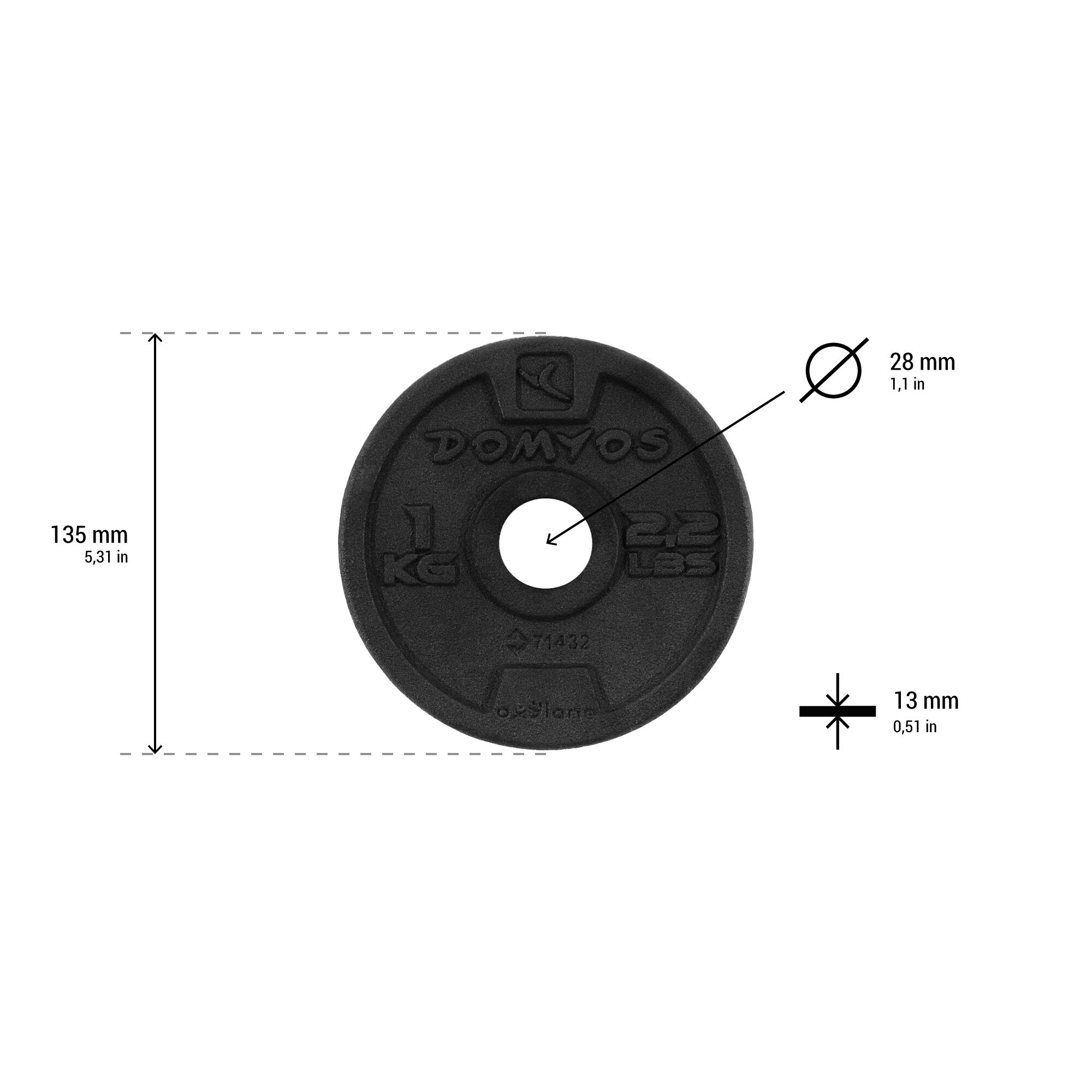 28 mm Cast Iron Weight Plate 1 to 44.4 lb (0,5 kg to 20 kg) - CORENGTH