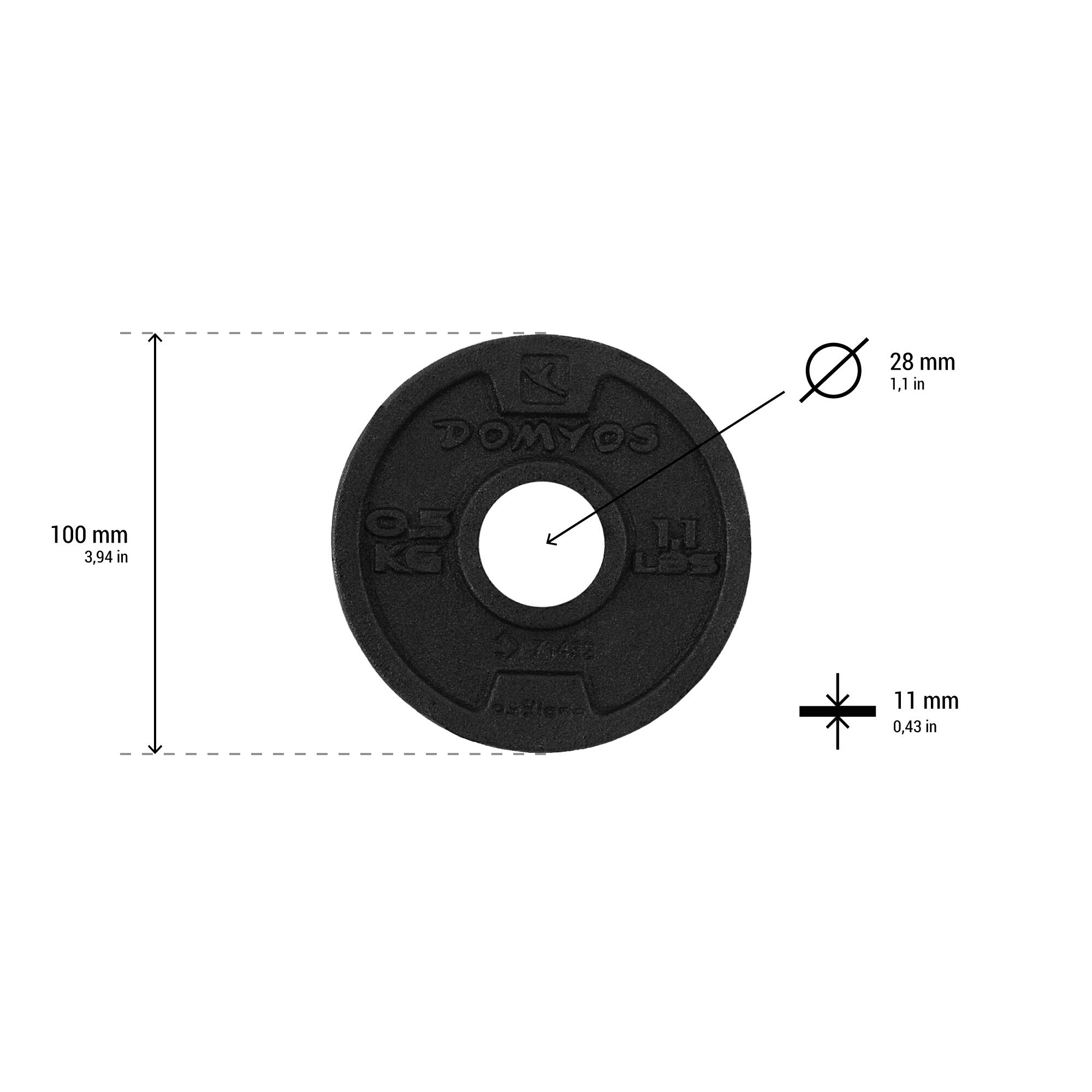 28 mm Cast Iron Weight Plate 1 to 44.4 lb (0,5 kg to 20 kg) - CORENGTH