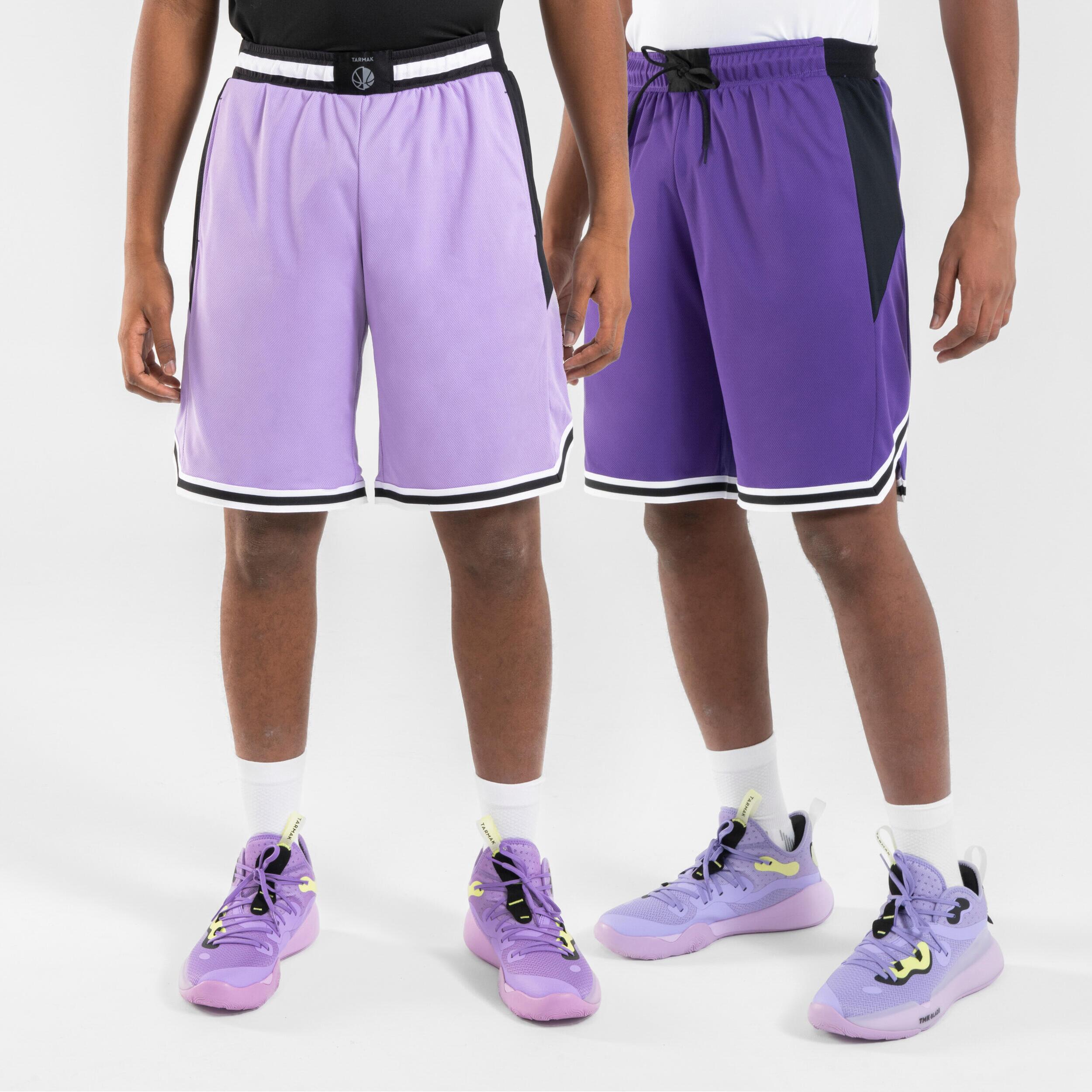 Men's/Women's Reversible Basketball Shorts SH500R - Purple/Lilac 1/11