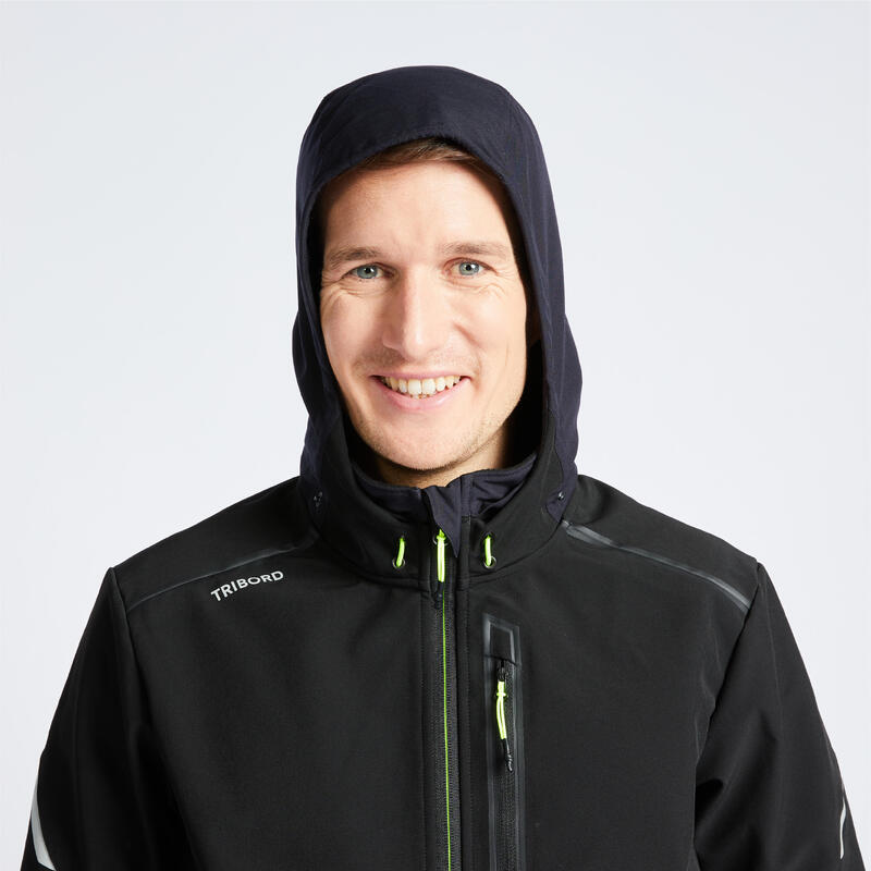Geacă Softshell anti-vânt navigație SAILING 500 Negru Bărbați 