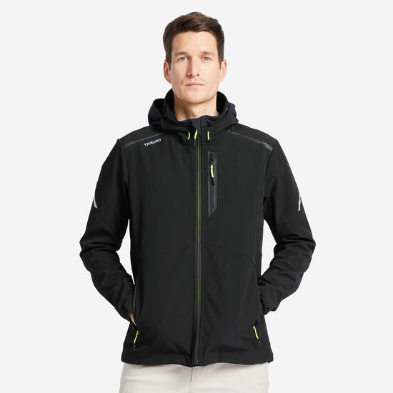 Giacca vela uomo SOFTSHELL 500 antivento grigio-nero