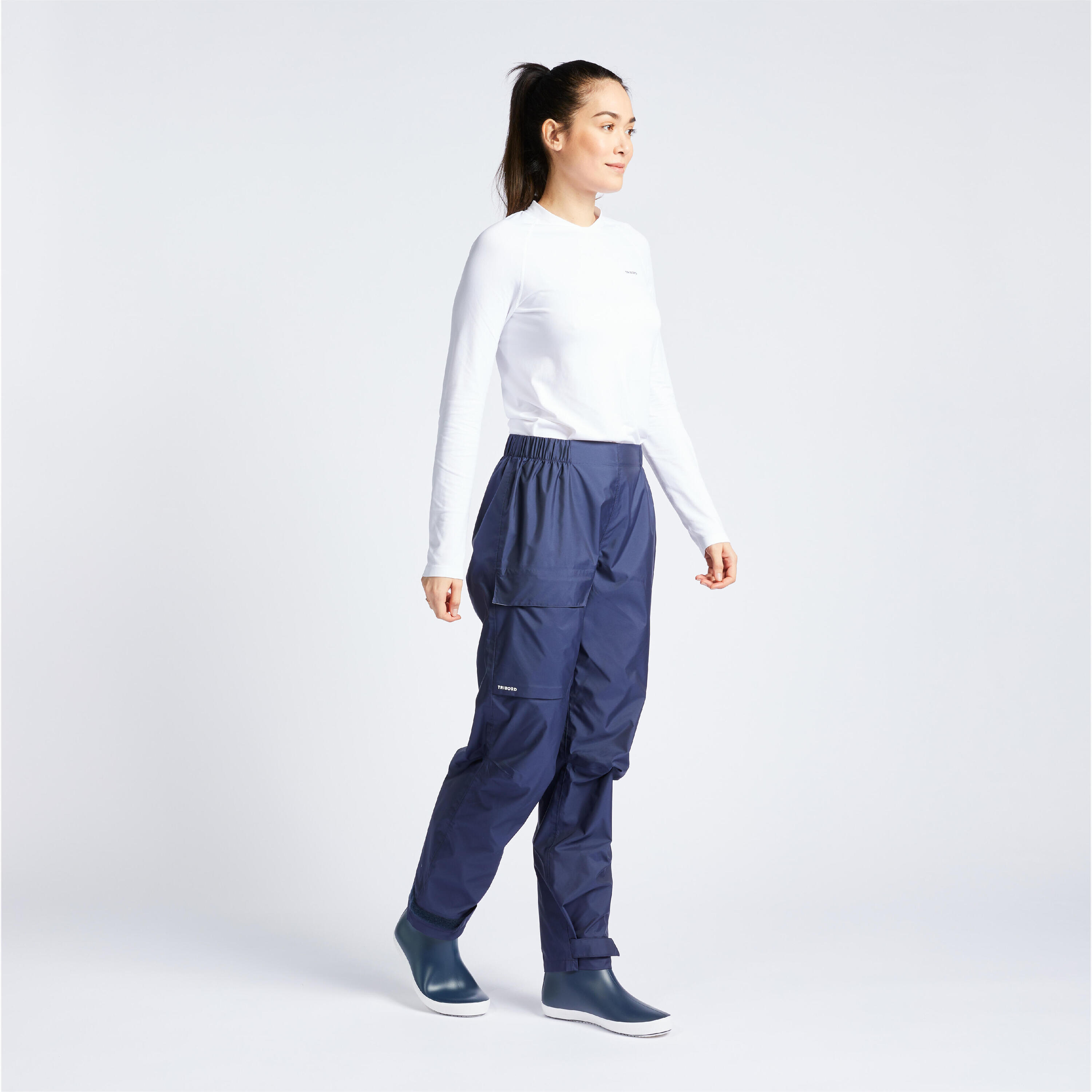 Women's waterproof sailing overtrousers 100 - Navy 8/8