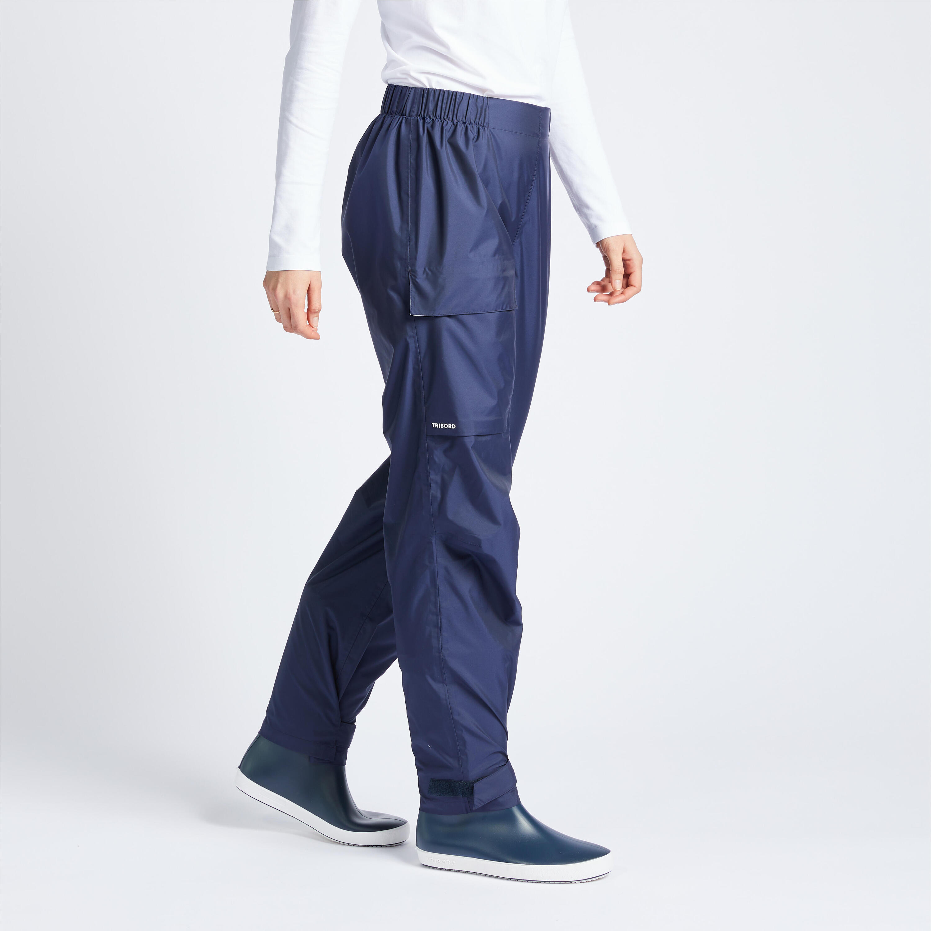 Women's waterproof sailing overtrousers 100 - Navy 3/8