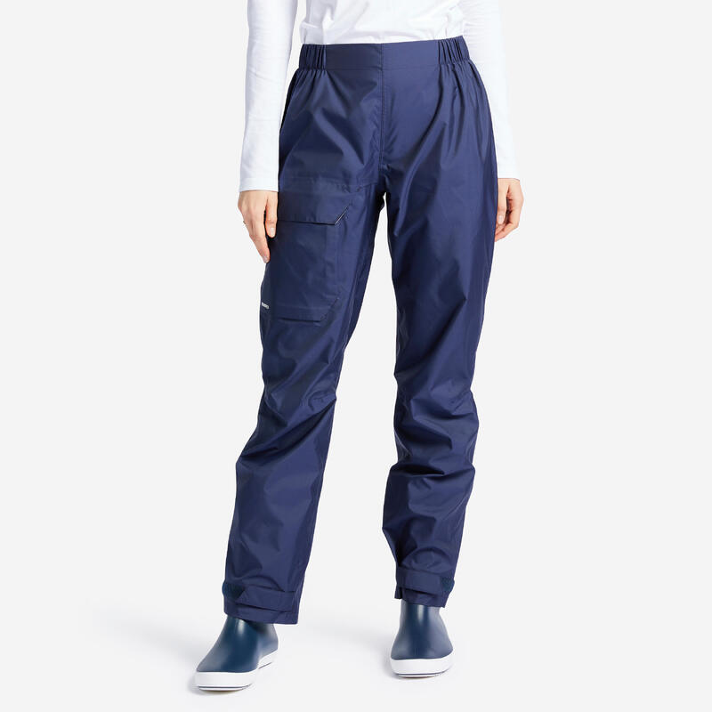 Sobrepantalón Vela Sailing 100 Mujer Azul Marino Impermeable