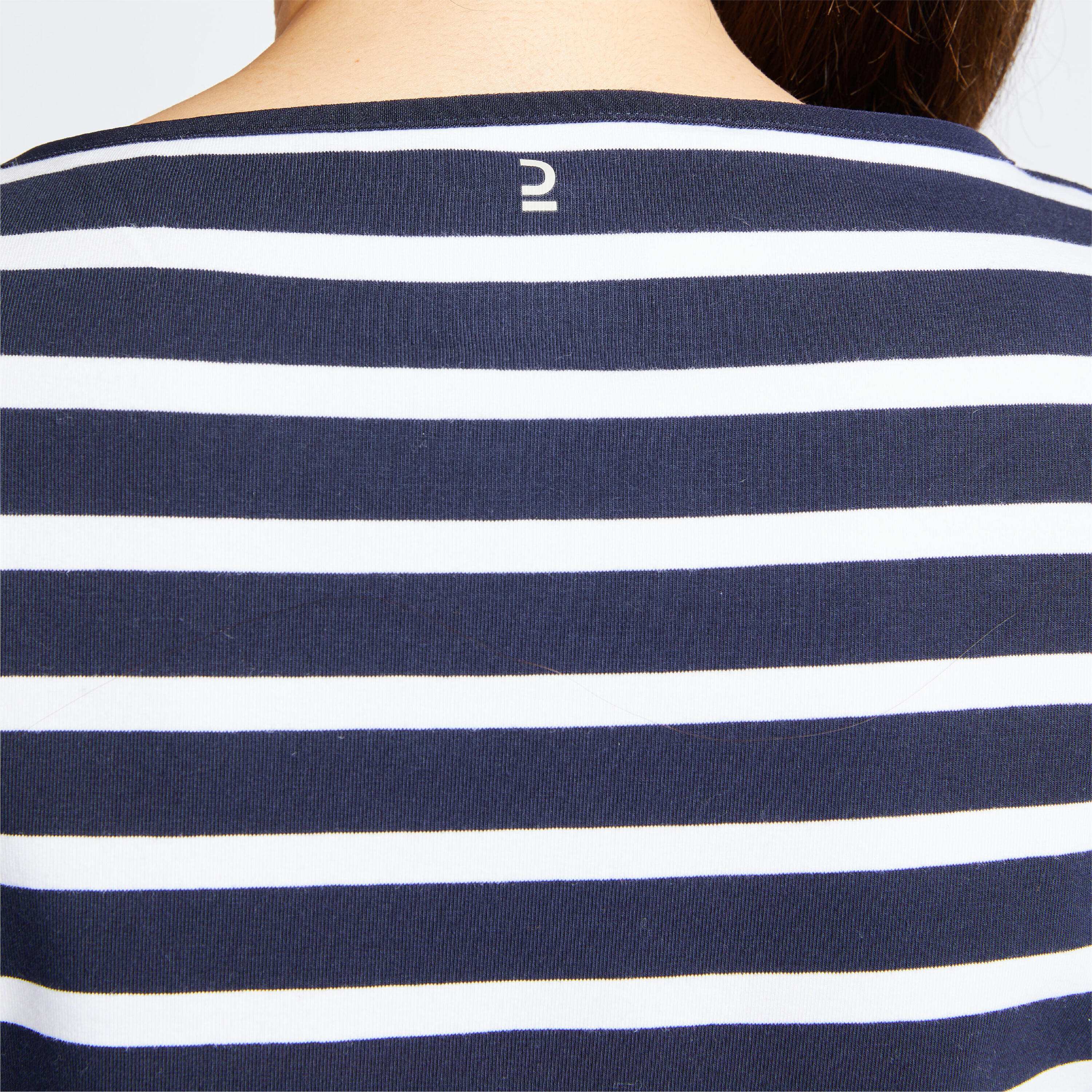 Women's Sailing Long-sleeved Sailor's T-shirt 100 blue white 6/8
