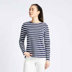 Women's Sailing Long-sleeved Sailor's T-shirt 100 blue white