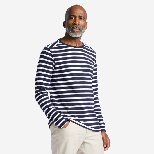 Marinière homme manches longues Sailing 100 Bleu blanc
