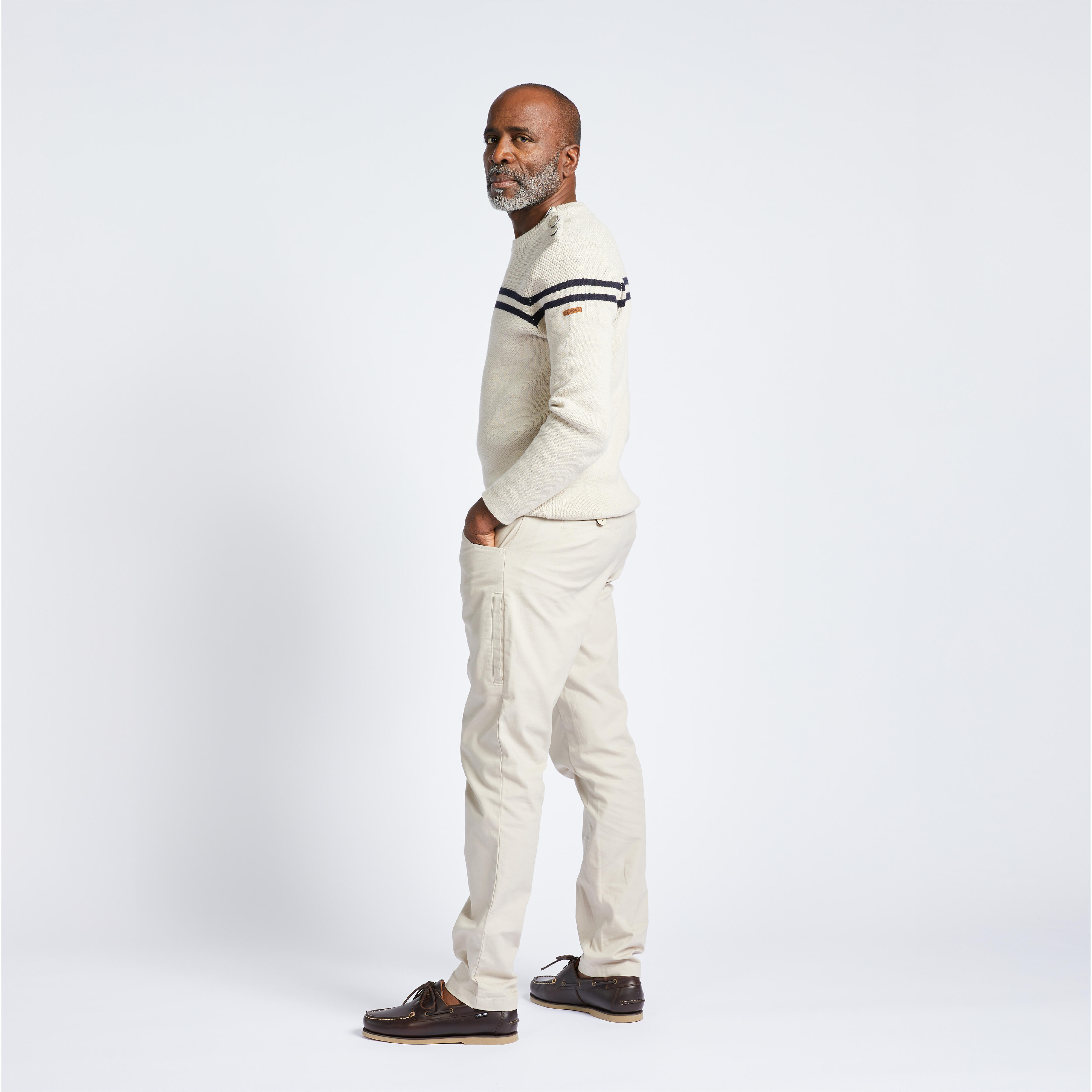 Men’s Sailor Sweater - Beige/Blue - DECATHLON