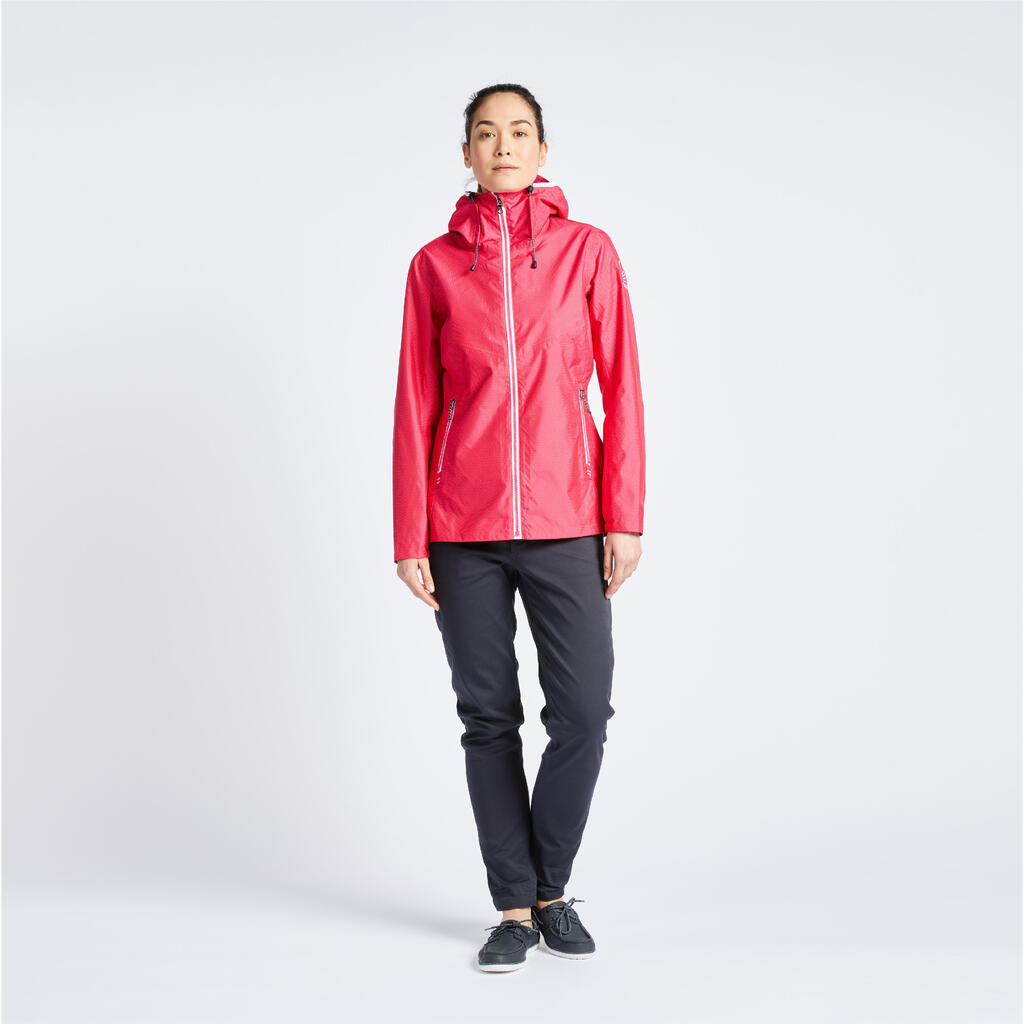 Veste imperméable de voile - veste de pluie SAILING 100 femme All over rose