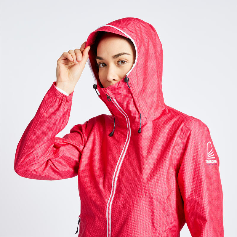 Veste imperméable de voile - veste de pluie SAILING 100 femme All over rose