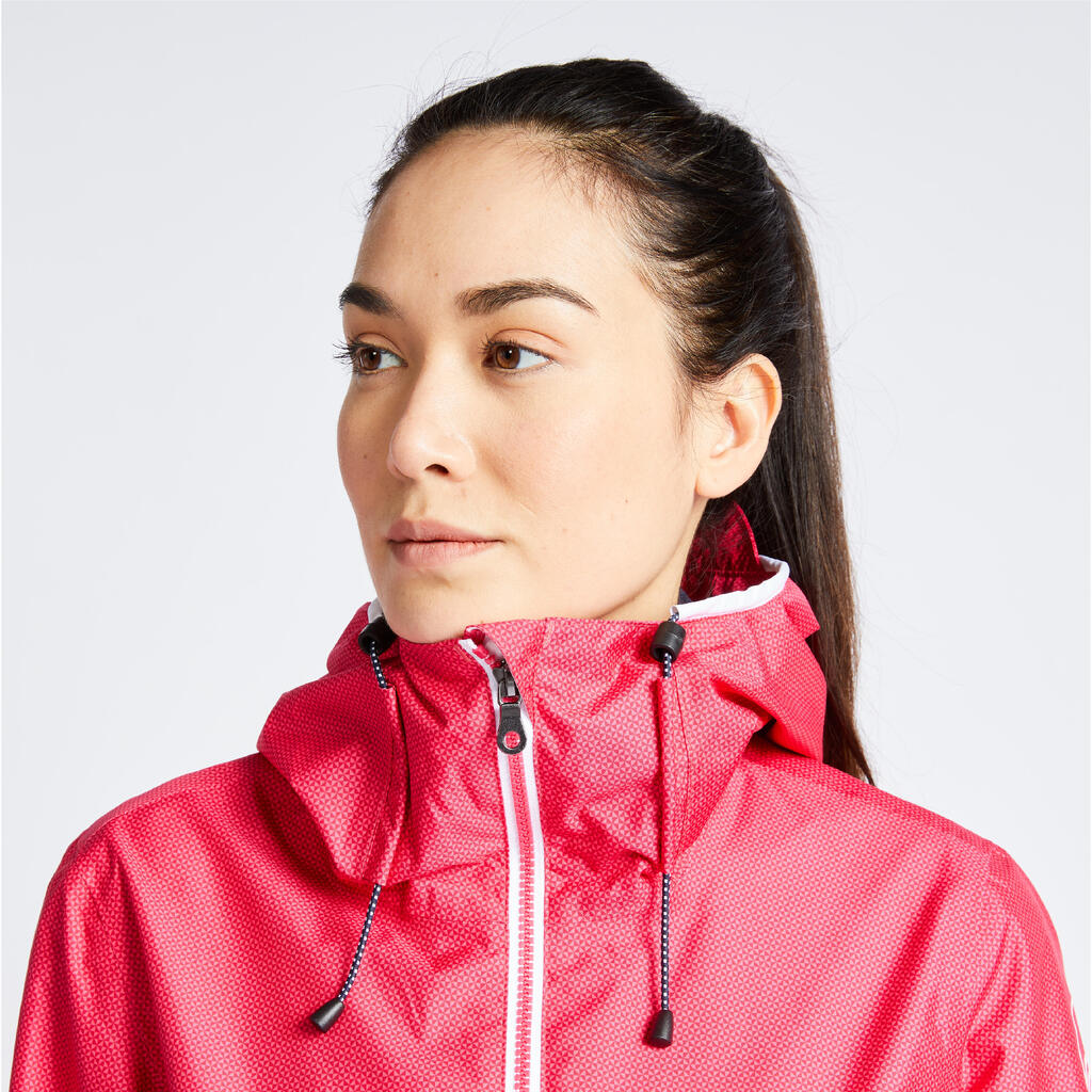 Veste imperméable de voile - veste de pluie SAILING 100 femme All over rose