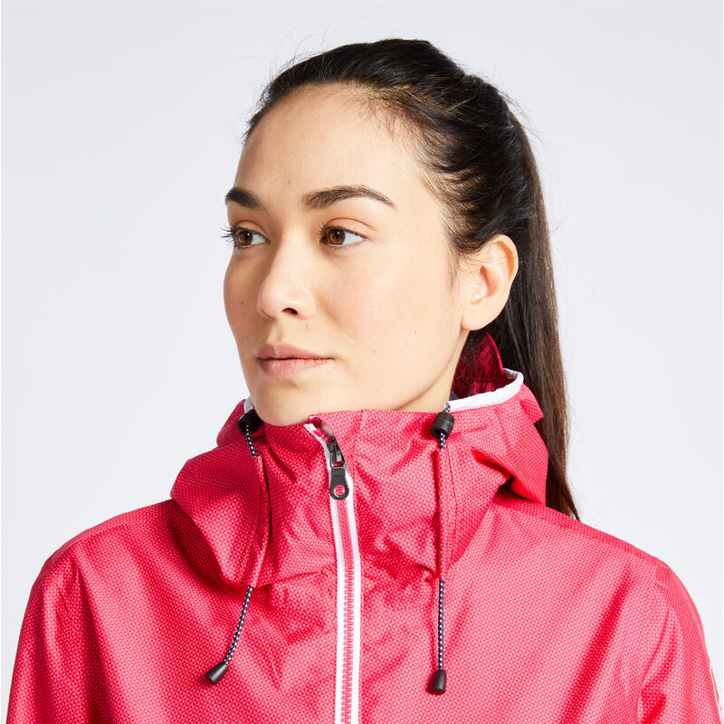 Zeiljas regenjas voor dames SAILING 100 allover print roze