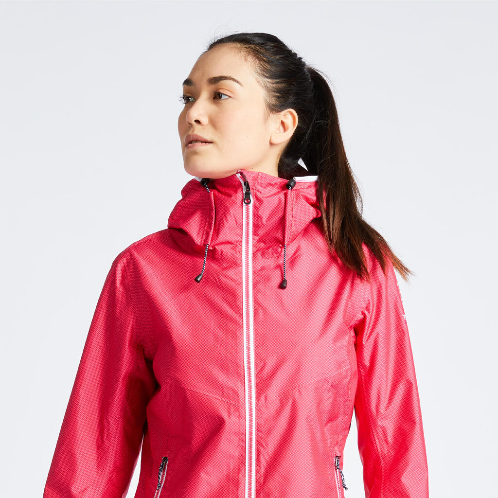 Veste imperméable de voile - veste de pluie SAILING 100 femme All over rose