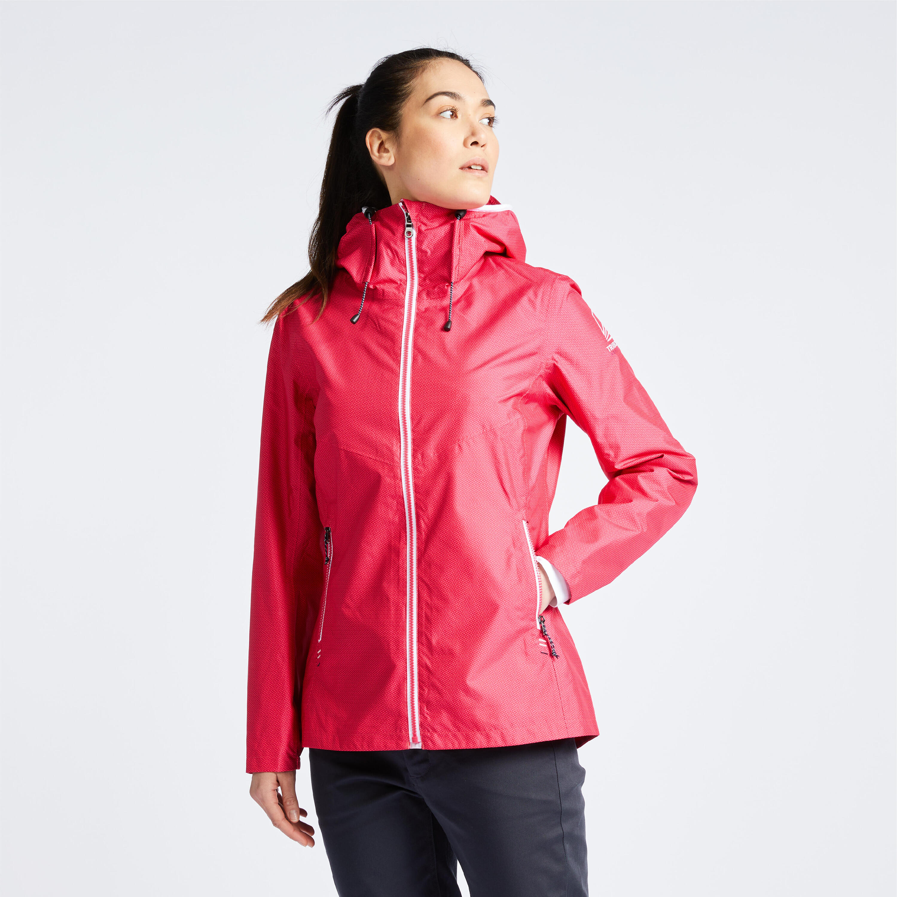 Women's waterproof sailing jacket 100 - All Over Pink 2/9