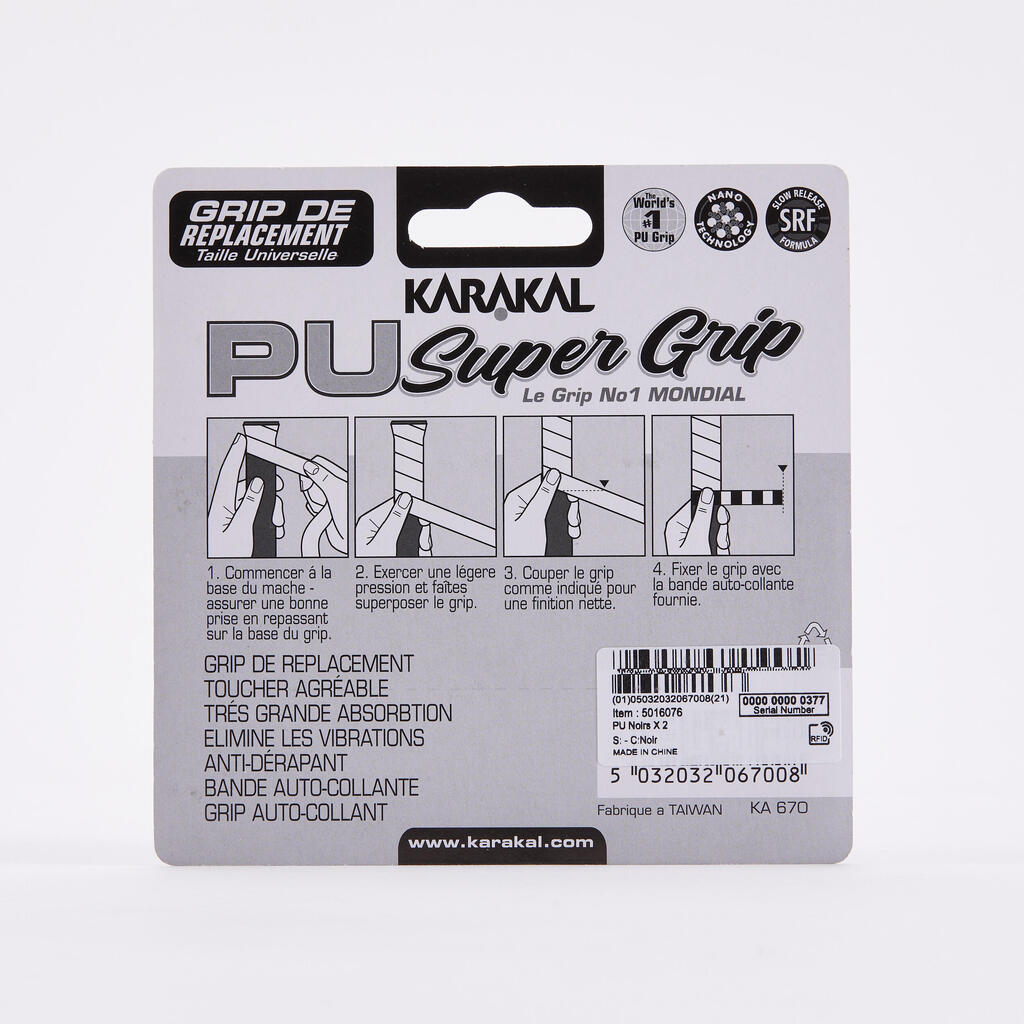 Skvoša roktura lente “Super PU”, dvīņu paka, melna