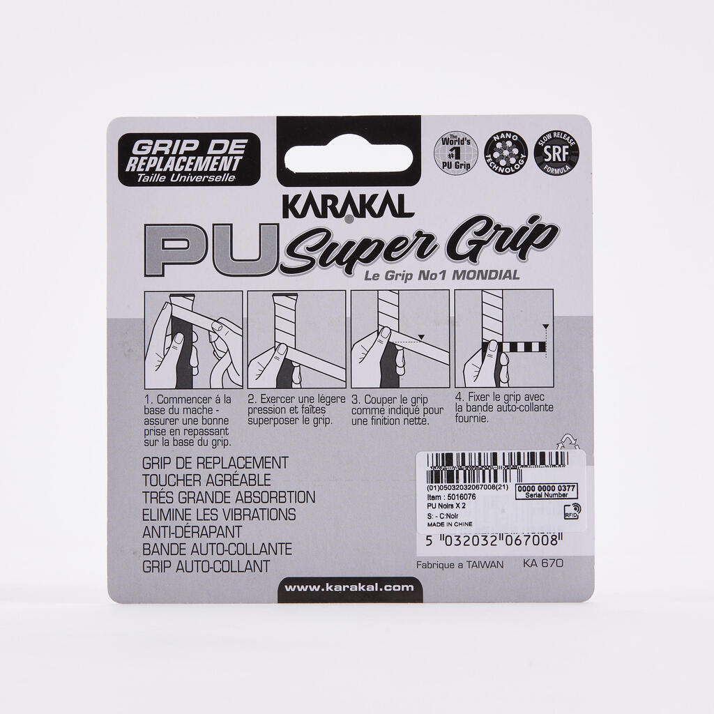 Super PU Squash Grip Twin-Pack - Black