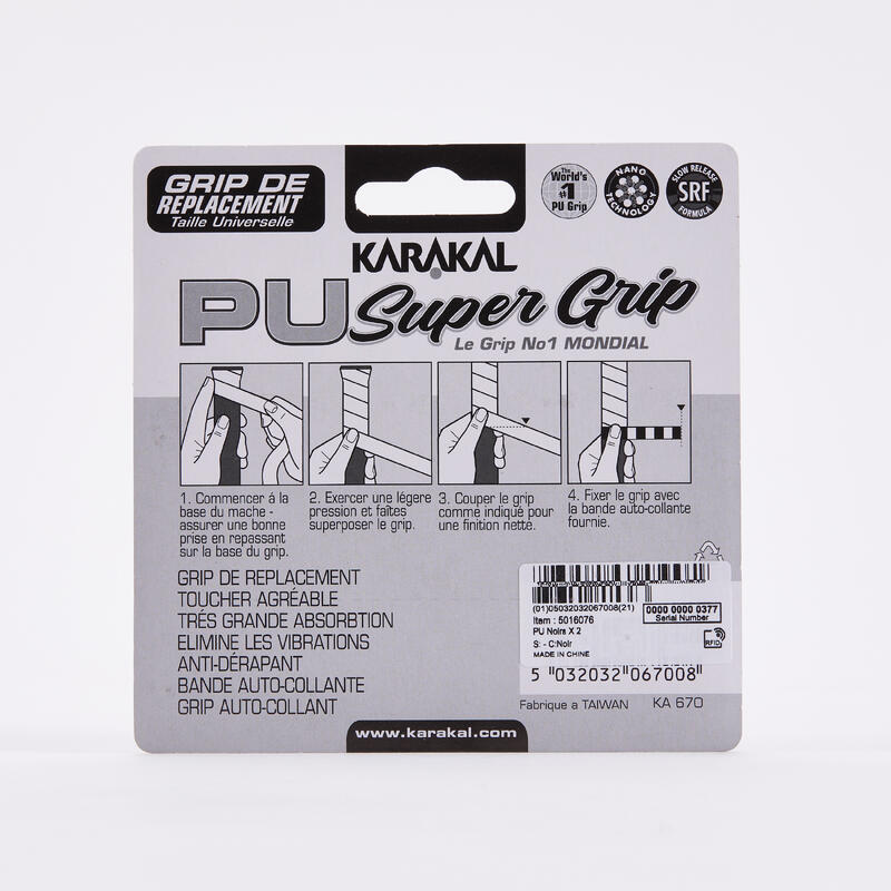 Grip de Squash Super Pu Preto (Conjunto de 2)