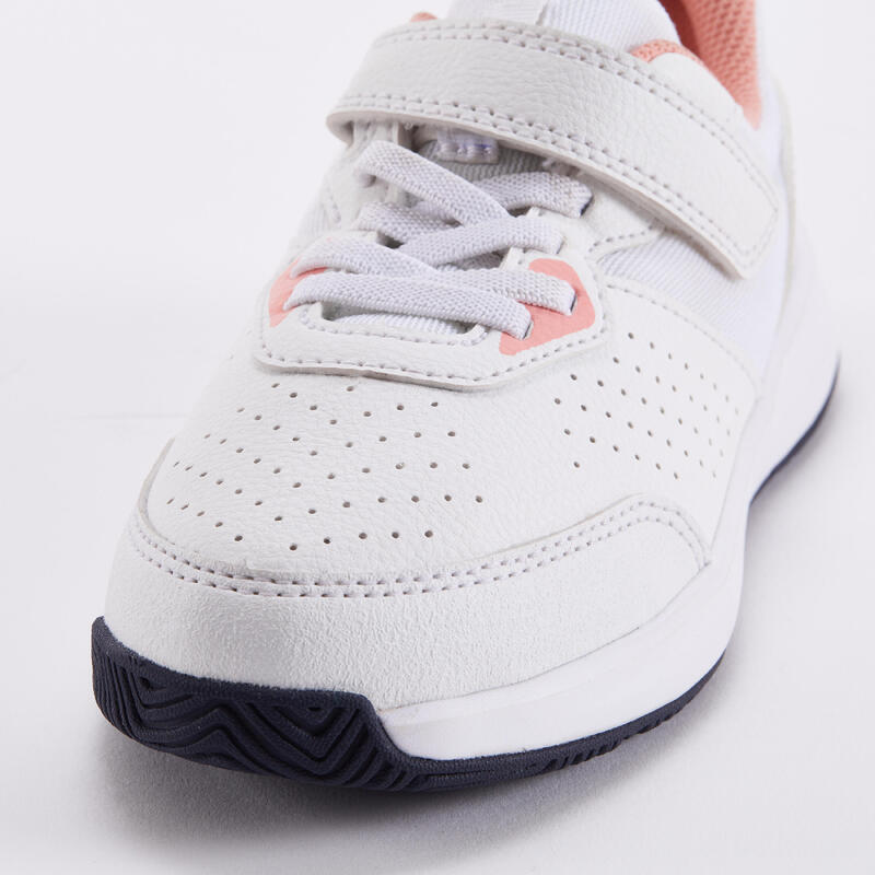 兒童魔鬼氈網球鞋 Essential－白色／粉色