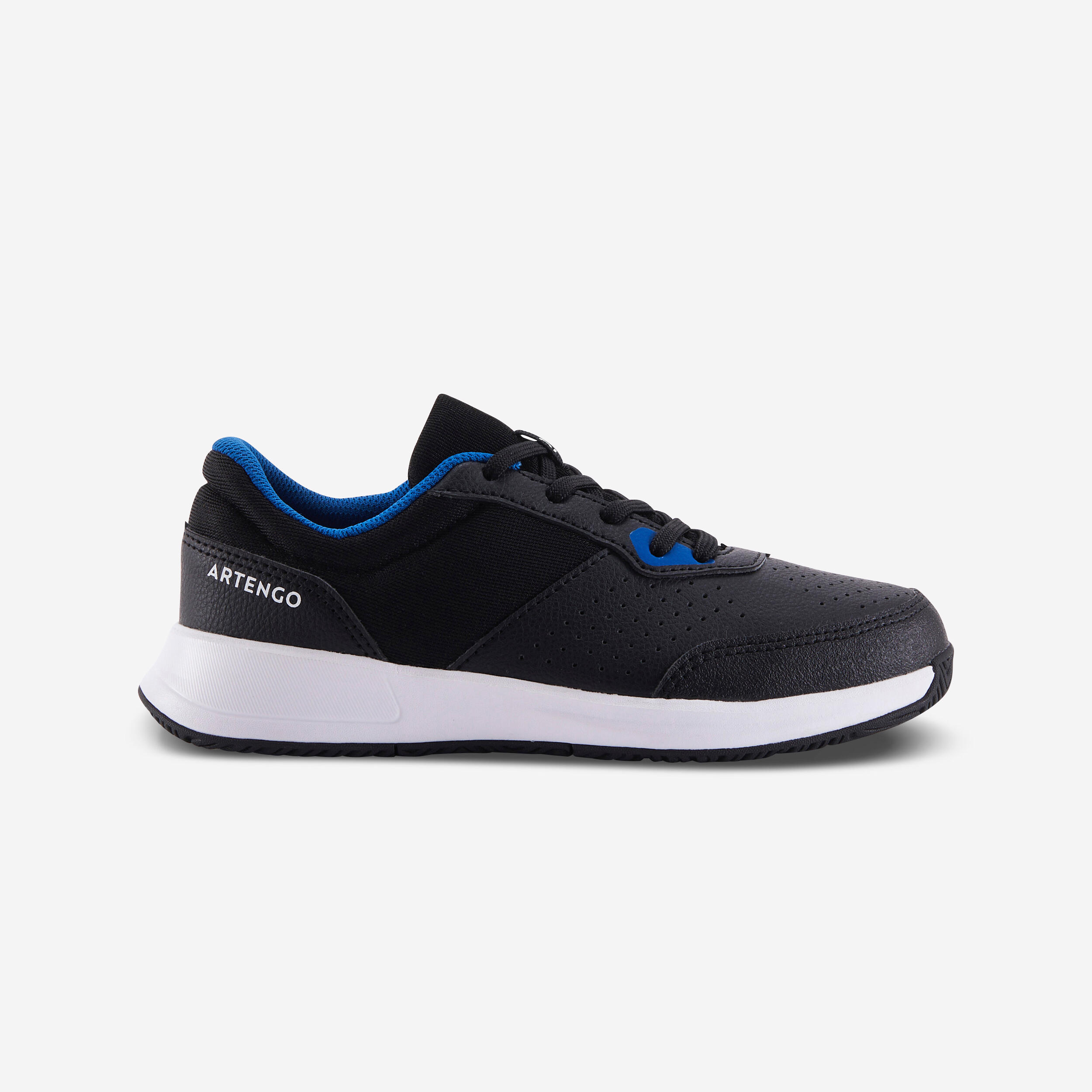 chaussures de tennis à lacets enfant - essentiel noir bleu - artengo