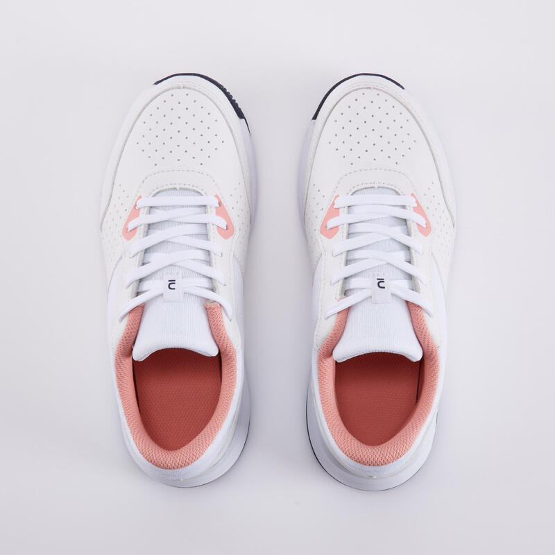 兒童綁帶式網球鞋 Essential－白色／粉色