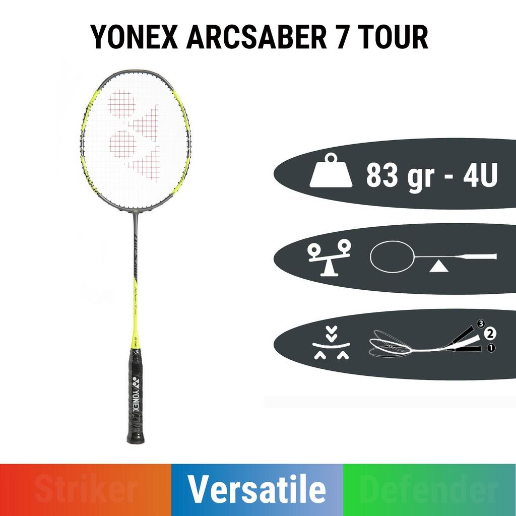 Raketa Arcsaber 7 Tour na bedminton sivo-žltá