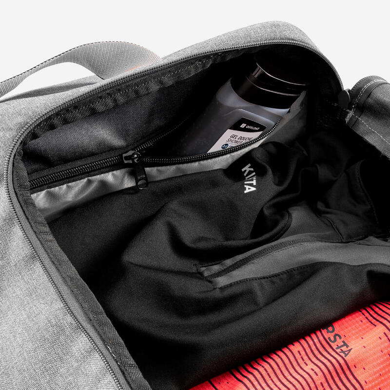 Sac de sport rigide et déperlant 55L, noir et gris