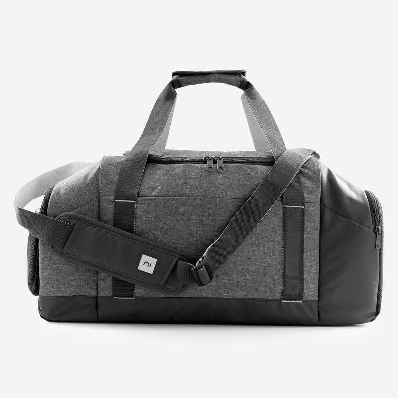 Sac de sport rigide et déperlant 55L, noir et gris