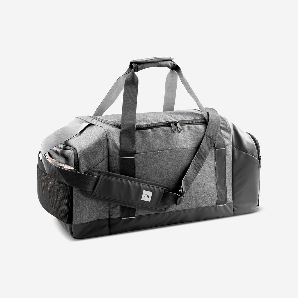 Sac de sport rigide et déperlant 55L,  noir et gris