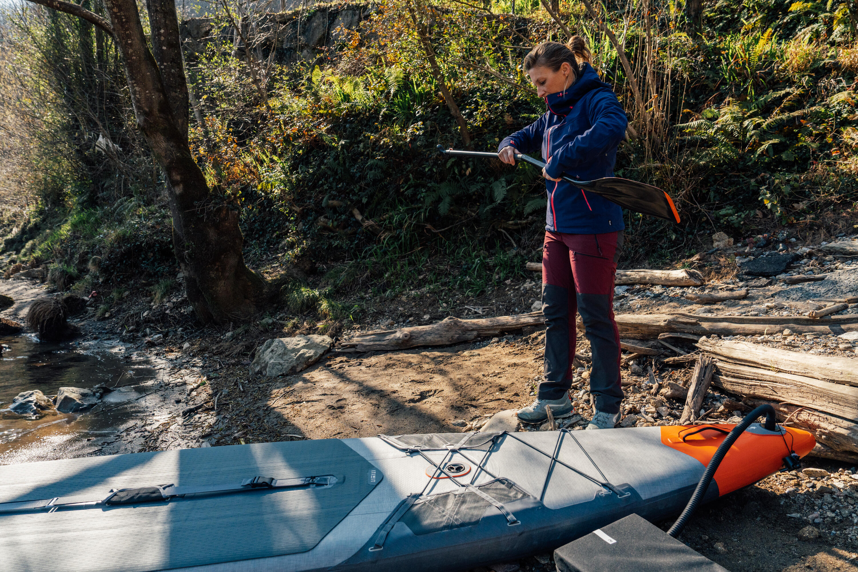 Pagaie de stand up paddle 900 carbone en 3 parties -165-205 cm 17/22