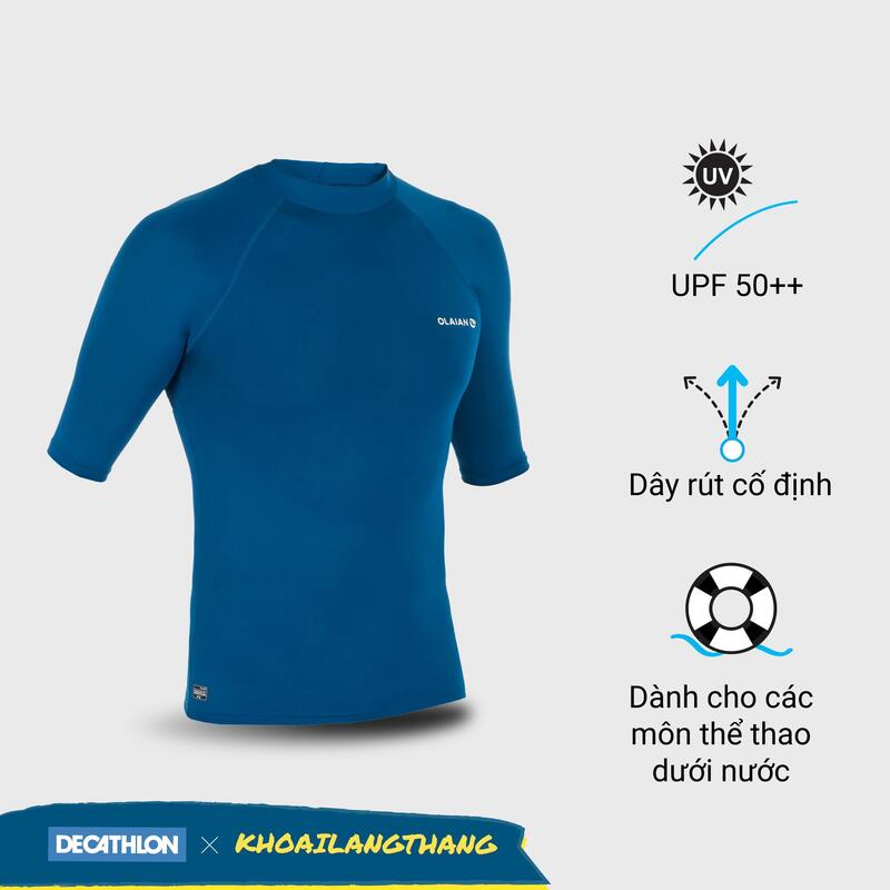Tricou Anti-UV 100 UPF50+, UV>95% Albastru Bărbaţi