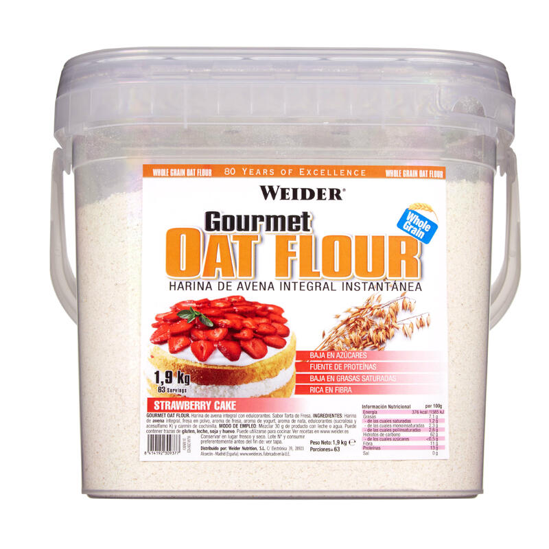 Harina de avena integral micronizada tarta fresa 1,9kg Weider