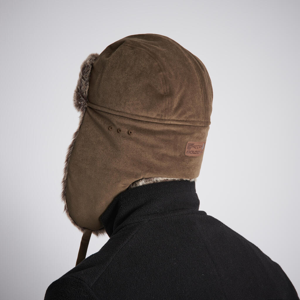Mākslīgās kažokādas medību cepure “Toundra 500”, brūna