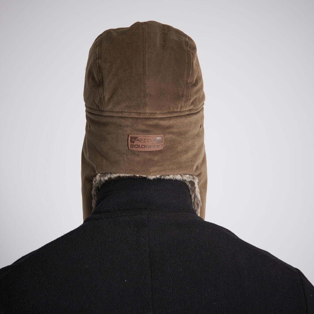 Mākslīgās kažokādas medību cepure “Toundra 500”, brūna