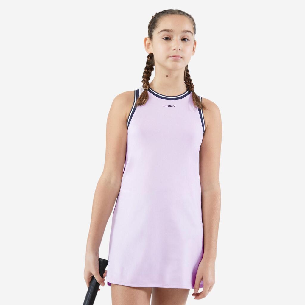 Girls' Straight-Cut Tennis Dress TDR 500 - Navy/Mauve