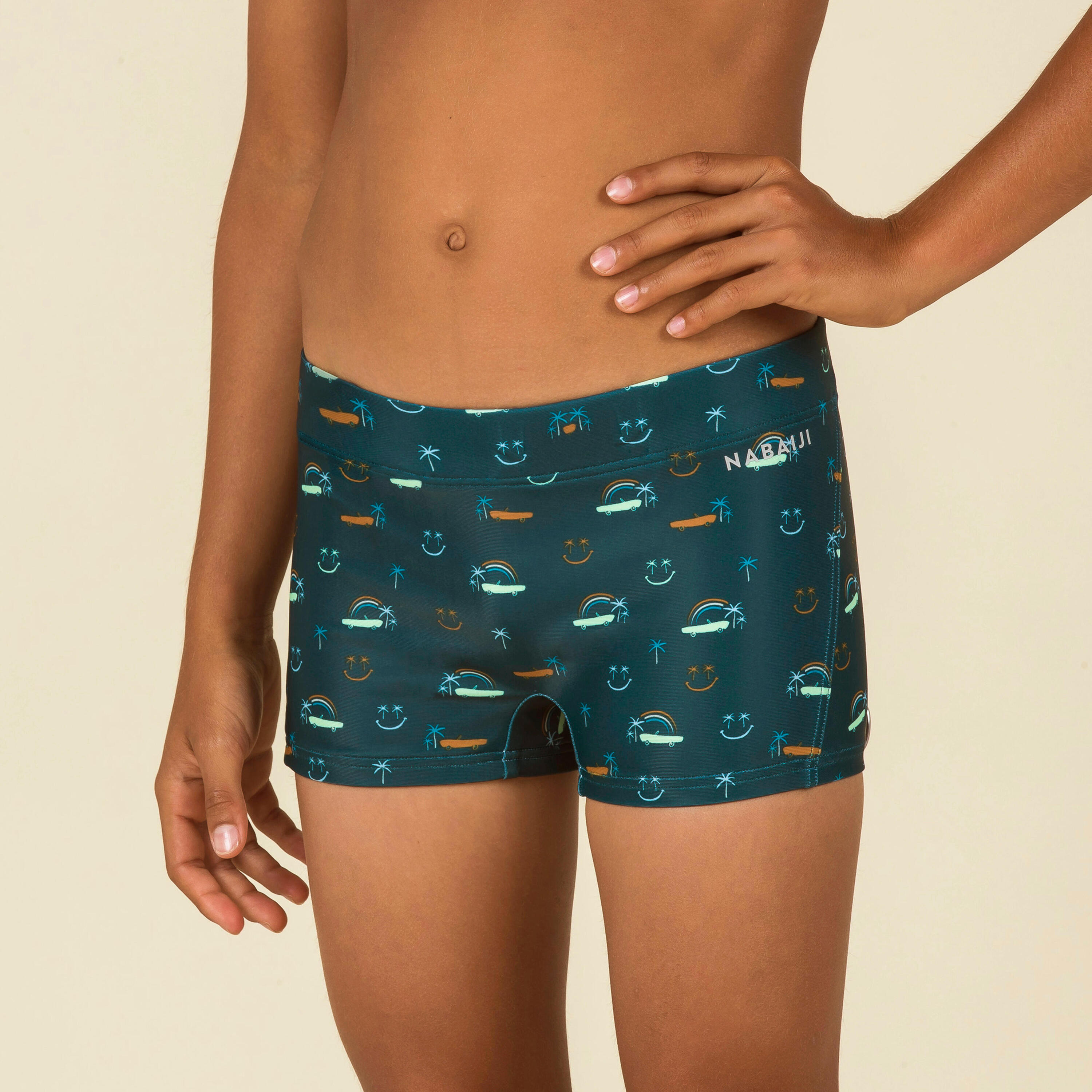 Boys swimsuit boxers 100 Kiblet Smile green without buckle 2/3