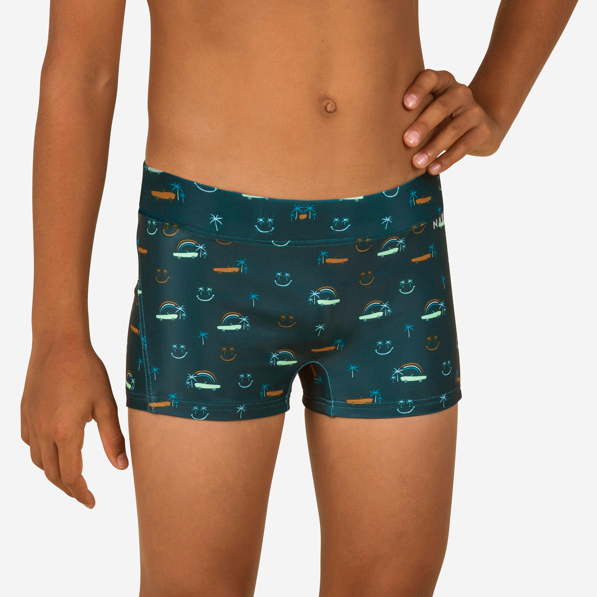 Boys swimsuit boxers 100 Kiblet Smile green without buckle 1/3