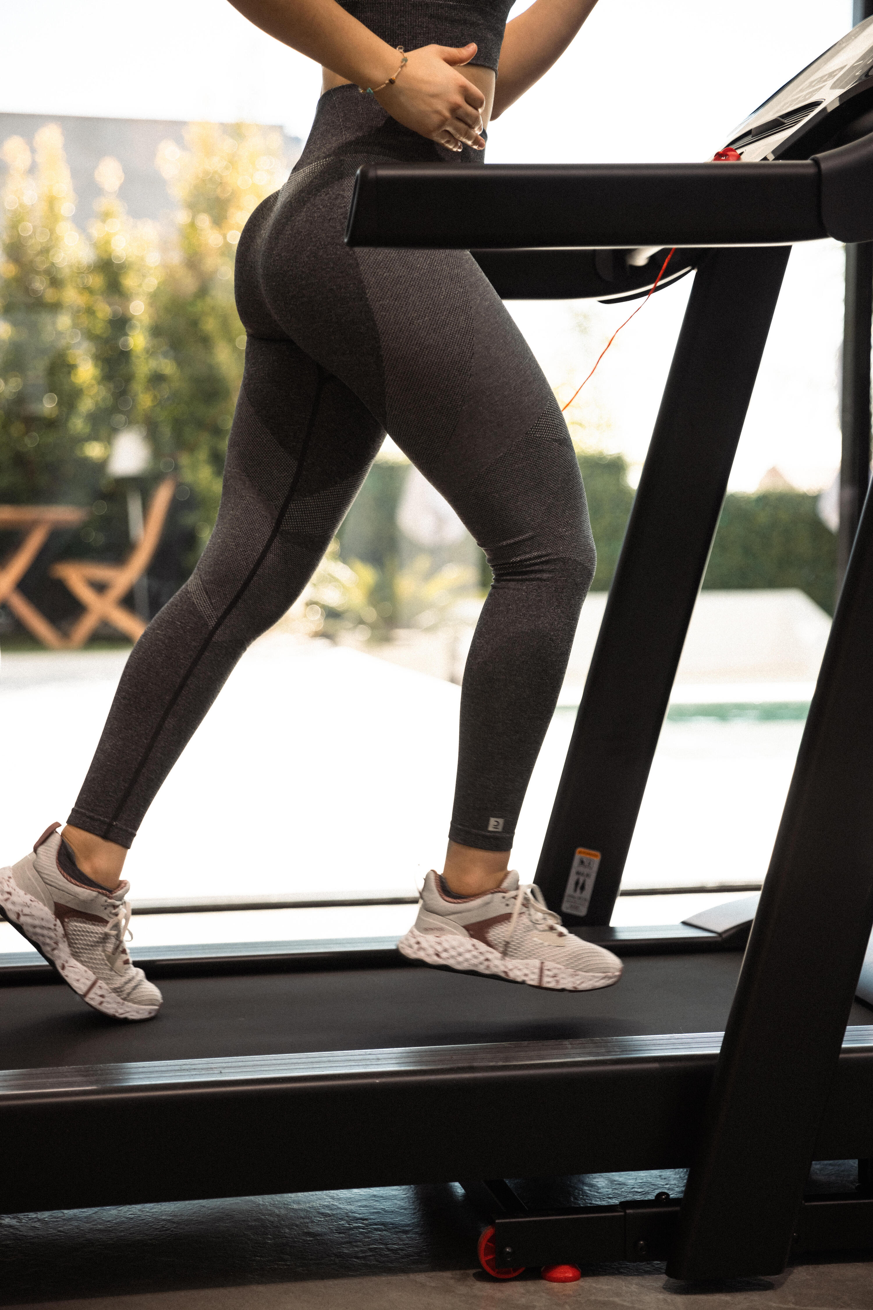 Leggings donna fitness 900 vita alta seamless grigi 10/12