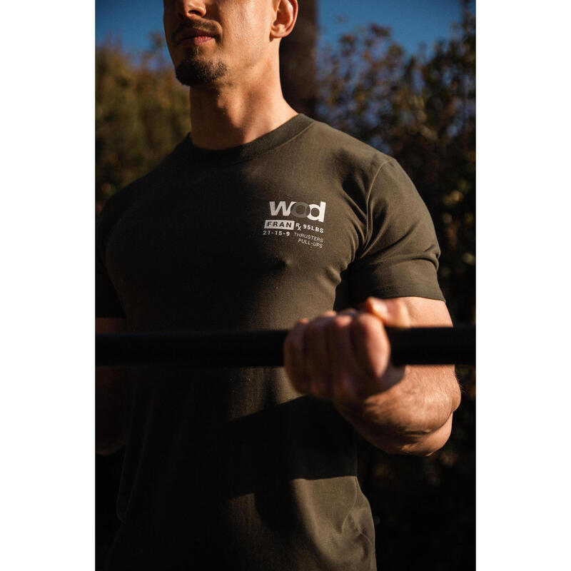 Erkek Slim Bisiklet Yaka Spor Tişörtü - Cross Training - Haki