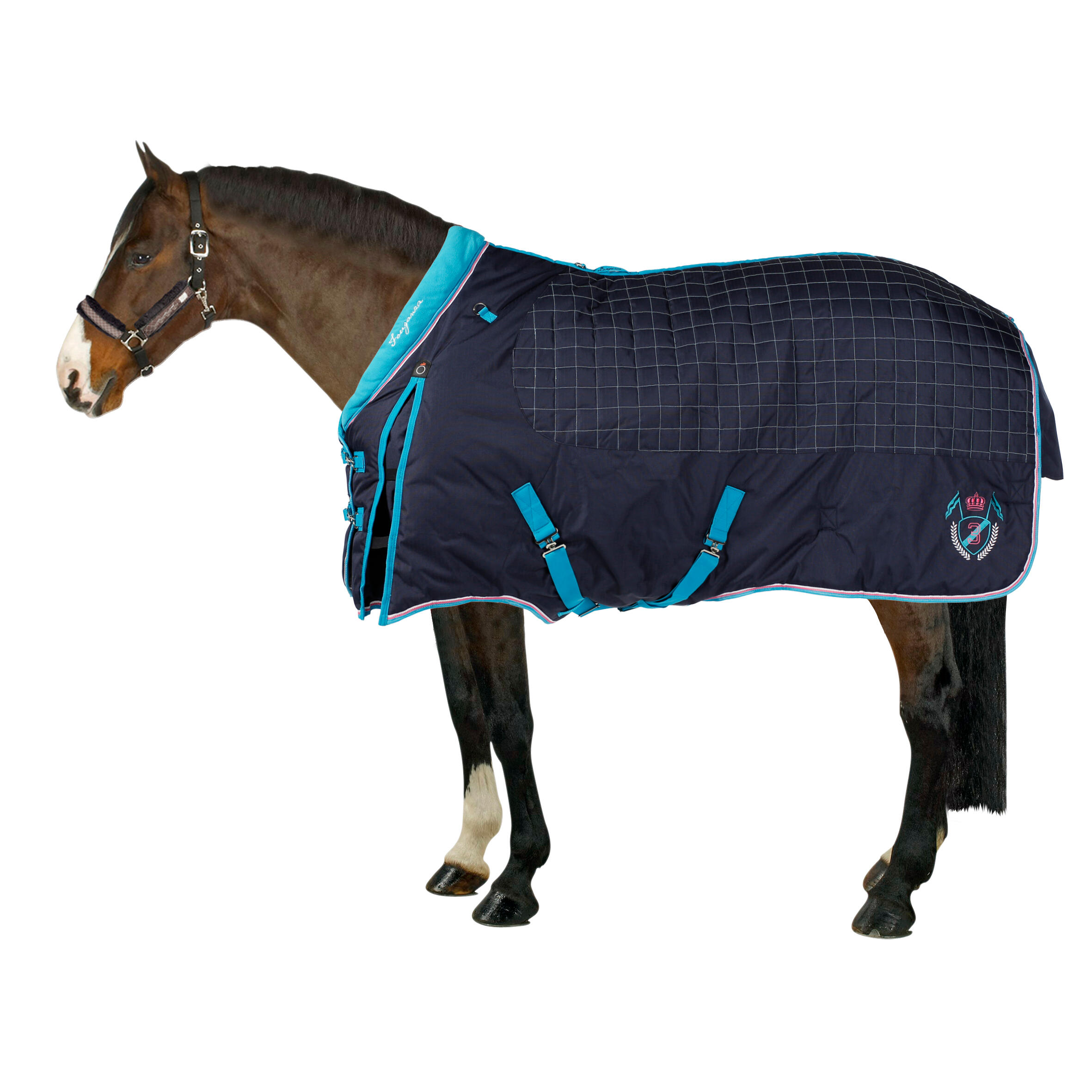 FOUGANZA Stable 400 "3" Horse Riding Stable Rug for Horse or Pony - Blue/Turquoise